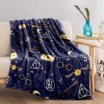 Cartoon Harry Potter Magic Tools Printed Blanket
