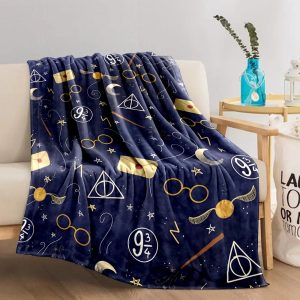 Cartoon Harry Potter Magic Tools Printed Blanket
