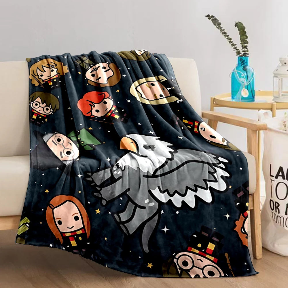 Cartoon Harry Potter Magic Tools Printed Blanket - Image 13