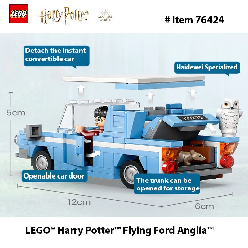 Harry Potter Flying Ford Anglia Buildable Car Toy with 2 Minifigures - Image 3