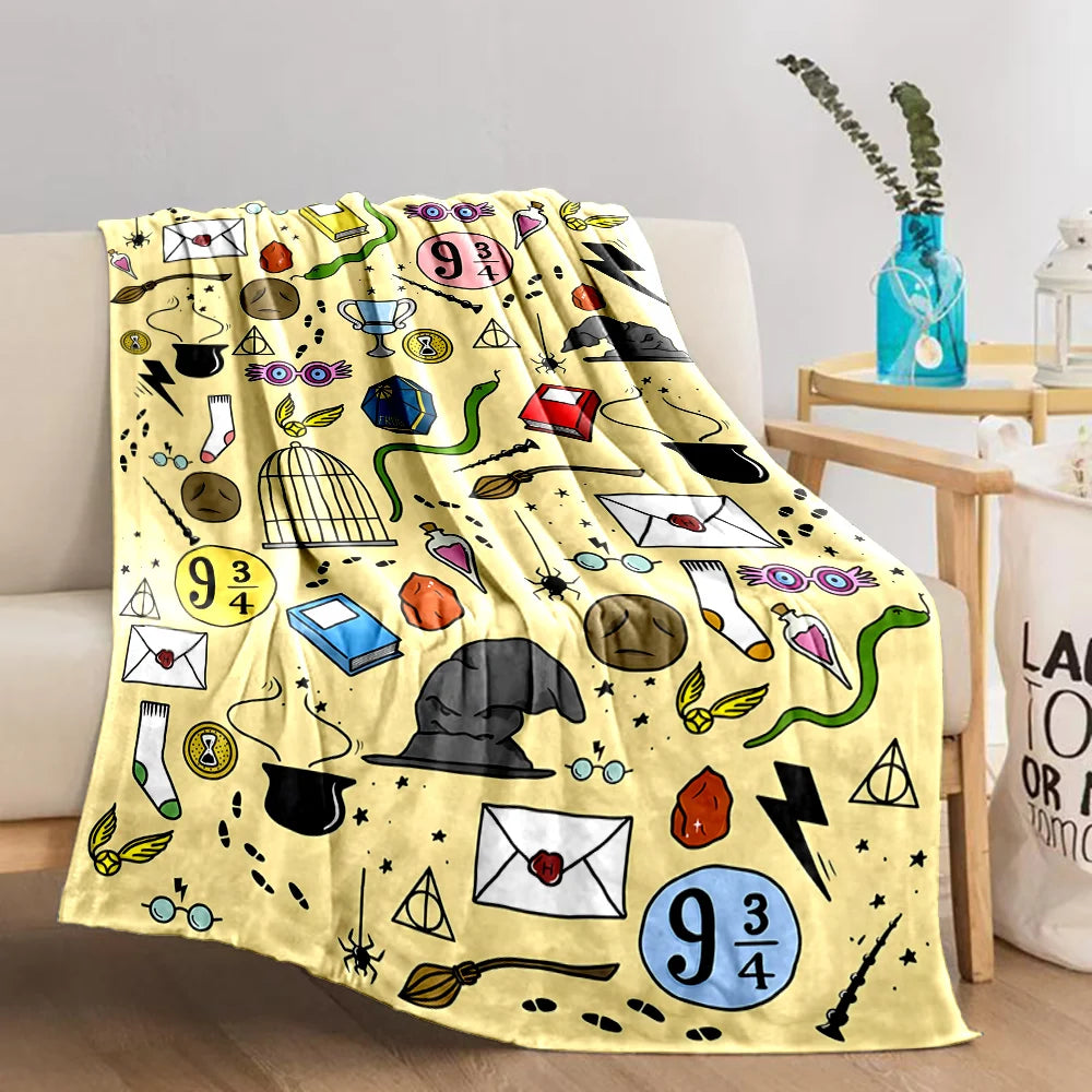 Cartoon Harry Potter Magic Tools Printed Blanket - Image 10