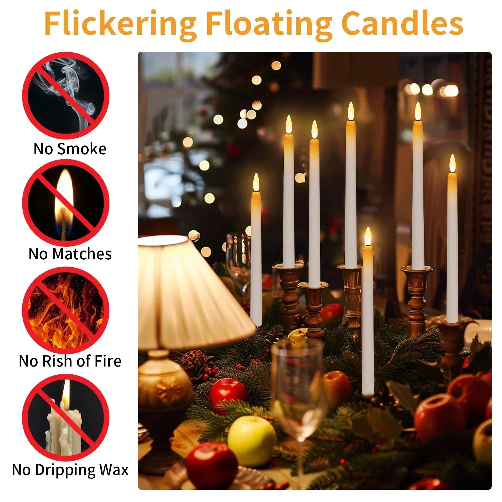 8/32PCS LED Taper Floating Candles with Magic Wand Remote - Image 2