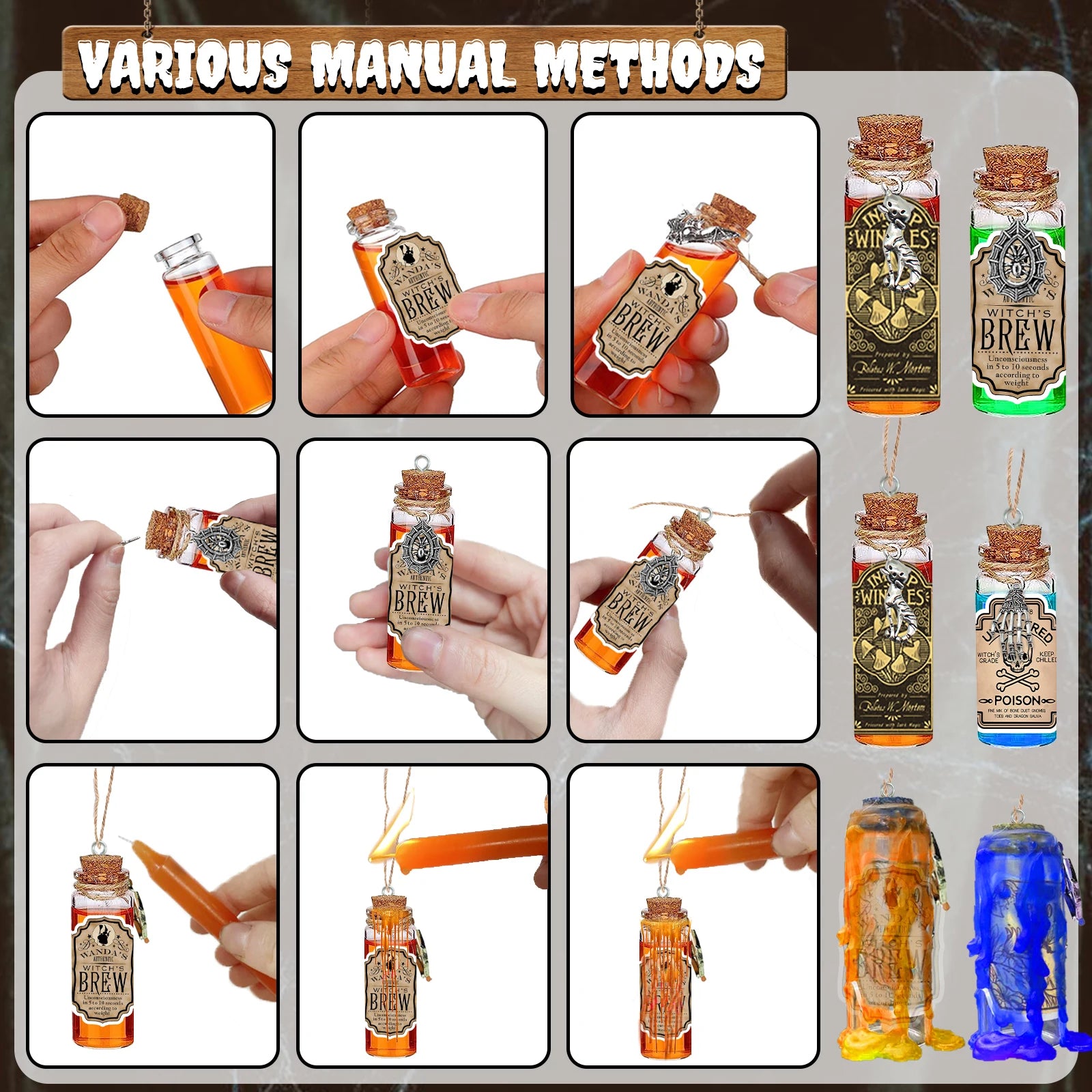 174PCS Halloween Potion Bottles with Cork - Image 3