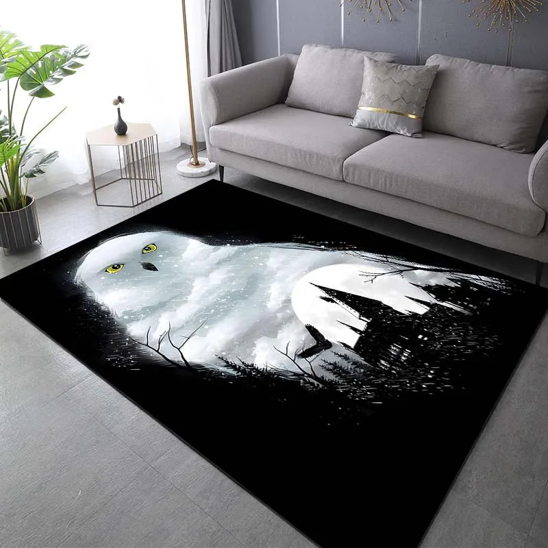 Magic Academy Owl Print Rug