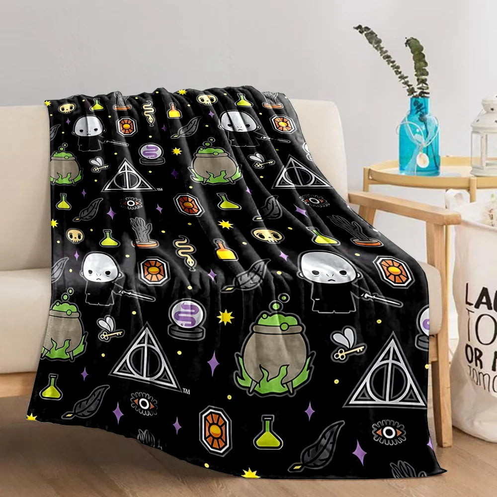 Cartoon Harry Potter Magic Tools Printed Blanket - Image 9