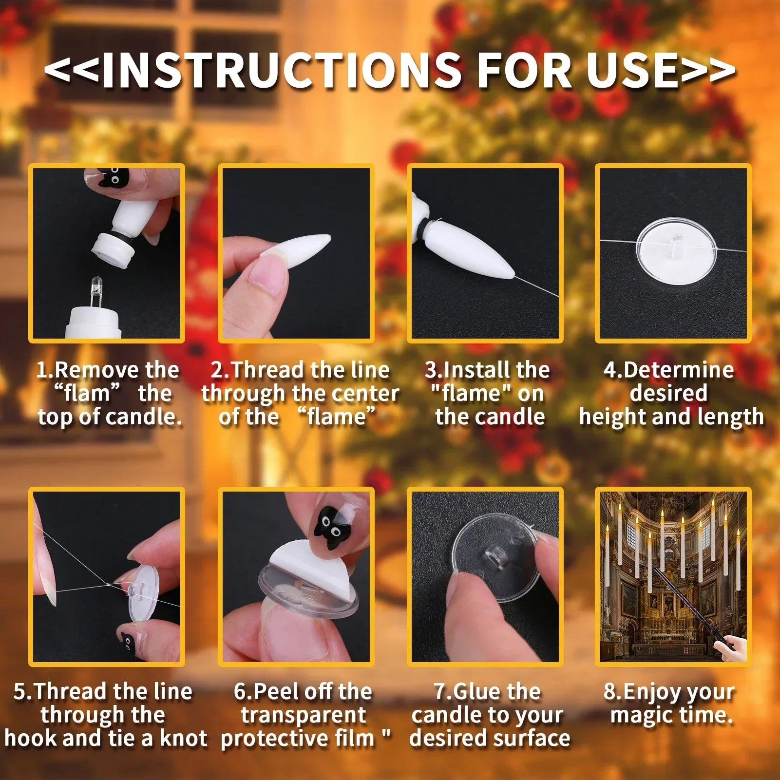 8/32PCS LED Taper Floating Candles with Magic Wand Remote - Image 3