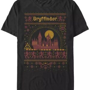 Men's Gryffindor Sweater-Style Short Sleeve Crew T-Shirt